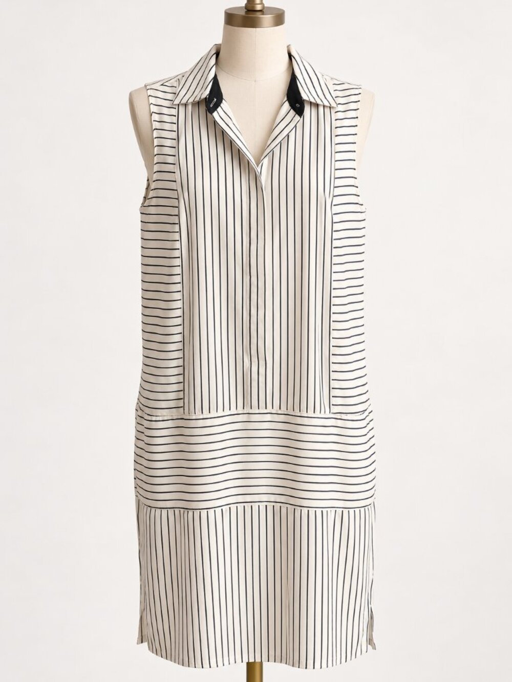 Rag & Bone 100% Silk Striped Sleeveless Shirt Dress Size S